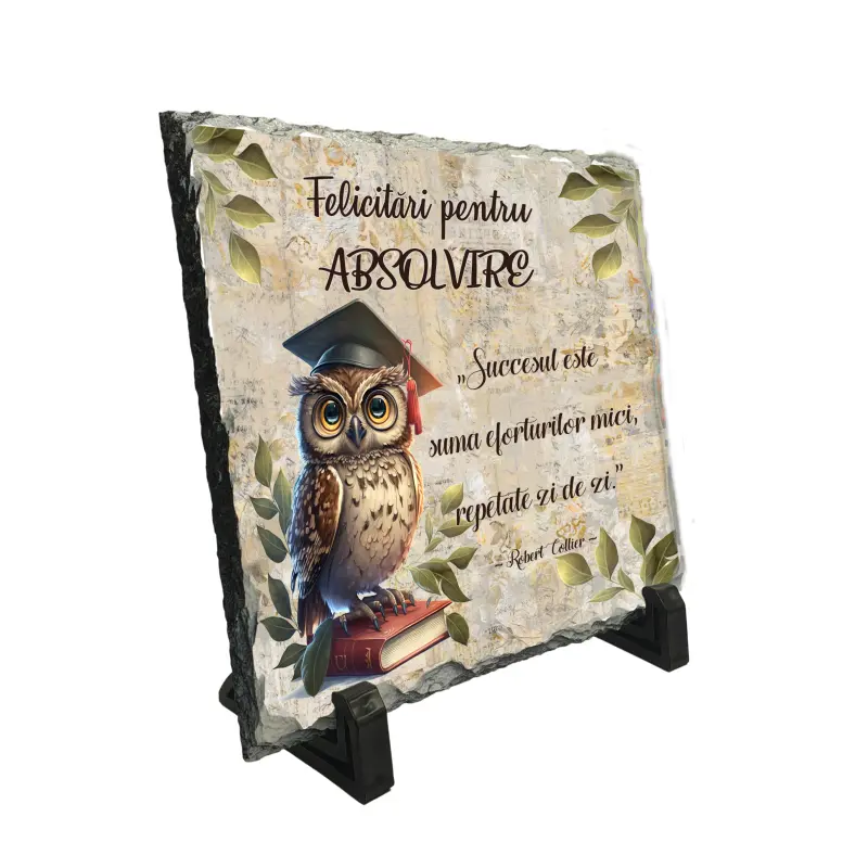 Felicitari pentru absolvire, piatra ardezie personalizata, cu mesaj model, pa110